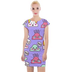 Cloud-seamless-pattern -- Cap Sleeve Bodycon Dress by Salman4z