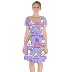 Cloud-seamless-pattern -- Short Sleeve Bardot Dress by Salman4z