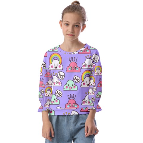 Cloud-seamless-pattern -- Kids  Cuff Sleeve Top by Salman4z