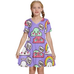 Cloud-seamless-pattern -- Kids  Short Sleeve Tiered Mini Dress by Salman4z