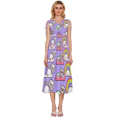 Cloud-seamless-pattern -- V-neck Drawstring Shoulder Sleeveless Maxi Dress by Salman4z