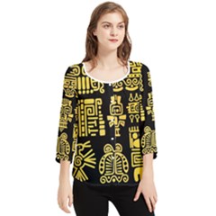 American-golden-ancient-totems Chiffon Quarter Sleeve Blouse by Salman4z