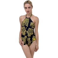 American-golden-ancient-totems Go With The Flow One Piece Swimsuit by Salman4z