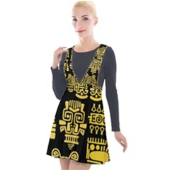 American-golden-ancient-totems Plunge Pinafore Velour Dress by Salman4z