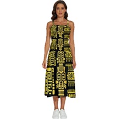 American-golden-ancient-totems Sleeveless Shoulder Straps Boho Dress