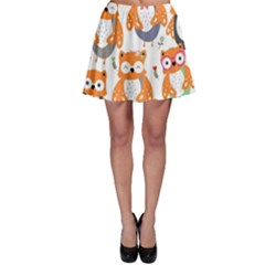 Cute-colorful-owl-cartoon-seamless-pattern Skater Skirt by Salman4z