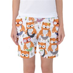 Cute-colorful-owl-cartoon-seamless-pattern Women s Basketball Shorts by Salman4z