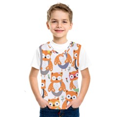 Cute-colorful-owl-cartoon-seamless-pattern Kids  Basketball Tank Top by Salman4z