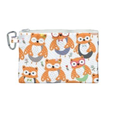 Cute-colorful-owl-cartoon-seamless-pattern Canvas Cosmetic Bag (medium) by Salman4z