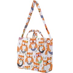 Cute-colorful-owl-cartoon-seamless-pattern Square Shoulder Tote Bag by Salman4z