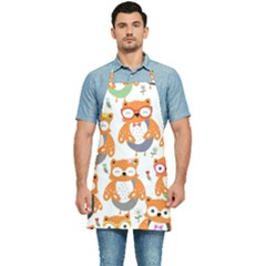 Cute-colorful-owl-cartoon-seamless-pattern Kitchen Apron by Salman4z