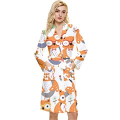 Cute-colorful-owl-cartoon-seamless-pattern Long Sleeve Velvet Robe by Salman4z