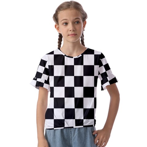 Chess-board-background-design Kids  Cuff Sleeve Scrunch Bottom Tee by Salman4z