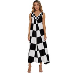 Chess-board-background-design V-neck Sleeveless Loose Fit Overalls