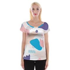 Hand-drawn-abstract-organic-shapes-background Cap Sleeve Top by Salman4z