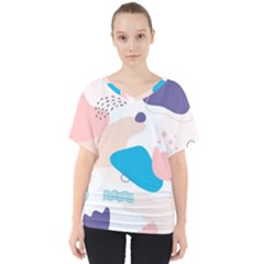 Hand-drawn-abstract-organic-shapes-background V-neck Dolman Drape Top by Salman4z