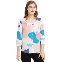 Hand-drawn-abstract-organic-shapes-background Chiffon Quarter Sleeve Blouse by Salman4z