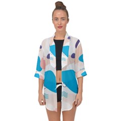 Hand-drawn-abstract-organic-shapes-background Open Front Chiffon Kimono by Salman4z