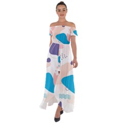 Hand-drawn-abstract-organic-shapes-background Off Shoulder Open Front Chiffon Dress by Salman4z