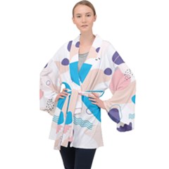 Hand-drawn-abstract-organic-shapes-background Long Sleeve Velvet Kimono  by Salman4z