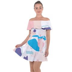 Hand-drawn-abstract-organic-shapes-background Off Shoulder Velour Dress by Salman4z