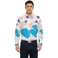 Hand-drawn-abstract-organic-shapes-background Men s Long Sleeve Pocket Shirt  by Salman4z