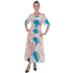 Hand-drawn-abstract-organic-shapes-background Shoulder Straps Boho Maxi Dress  by Salman4z