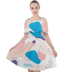 Hand-drawn-abstract-organic-shapes-background Cut Out Shoulders Chiffon Dress by Salman4z