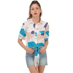 Hand-drawn-abstract-organic-shapes-background Tie Front Shirt  by Salman4z