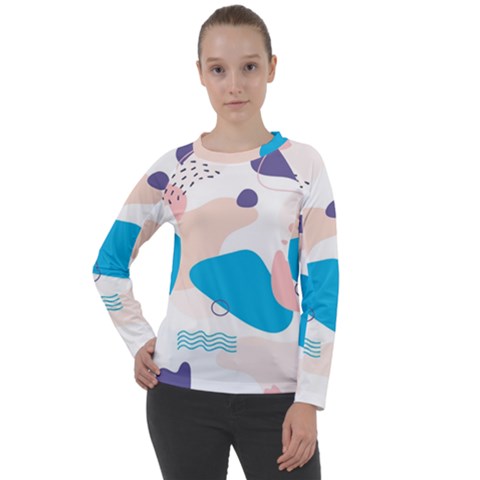 Hand-drawn-abstract-organic-shapes-background Women s Long Sleeve Raglan Tee by Salman4z