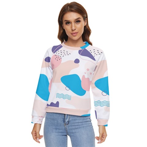 Hand-drawn-abstract-organic-shapes-background Women s Long Sleeve Raglan Tee by Salman4z