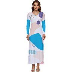 Hand-drawn-abstract-organic-shapes-background Long Sleeve Longline Maxi Dress by Salman4z