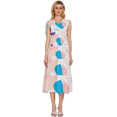 Hand-drawn-abstract-organic-shapes-background V-neck Drawstring Shoulder Sleeveless Maxi Dress by Salman4z