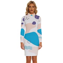 Hand-drawn-abstract-organic-shapes-background Long Sleeve Shirt Collar Bodycon Dress by Salman4z