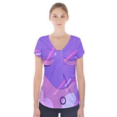 Colorful-abstract-wallpaper-theme Short Sleeve Front Detail Top by Salman4z