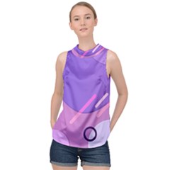 Colorful-abstract-wallpaper-theme High Neck Satin Top by Salman4z