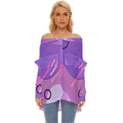 Colorful-abstract-wallpaper-theme Off Shoulder Chiffon Pocket Shirt by Salman4z