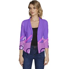 Colorful-abstract-wallpaper-theme Women s Casual 3/4 Sleeve Spring Jacket by Salman4z