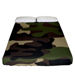 Texture-military-camouflage-repeats-seamless-army-green-hunting Fitted Sheet (queen Size) by Salman4z