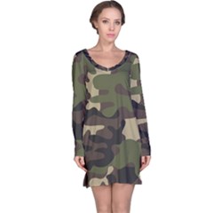 Texture-military-camouflage-repeats-seamless-army-green-hunting Long Sleeve Nightdress by Salman4z