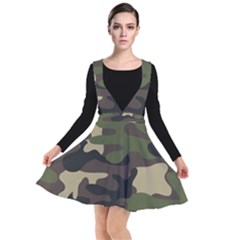 Texture-military-camouflage-repeats-seamless-army-green-hunting Plunge Pinafore Dress by Salman4z