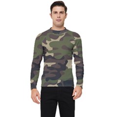 Texture-military-camouflage-repeats-seamless-army-green-hunting Men s Long Sleeve Rash Guard by Salman4z