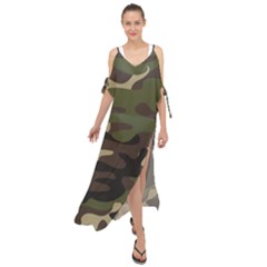 Texture-military-camouflage-repeats-seamless-army-green-hunting Maxi Chiffon Cover Up Dress by Salman4z