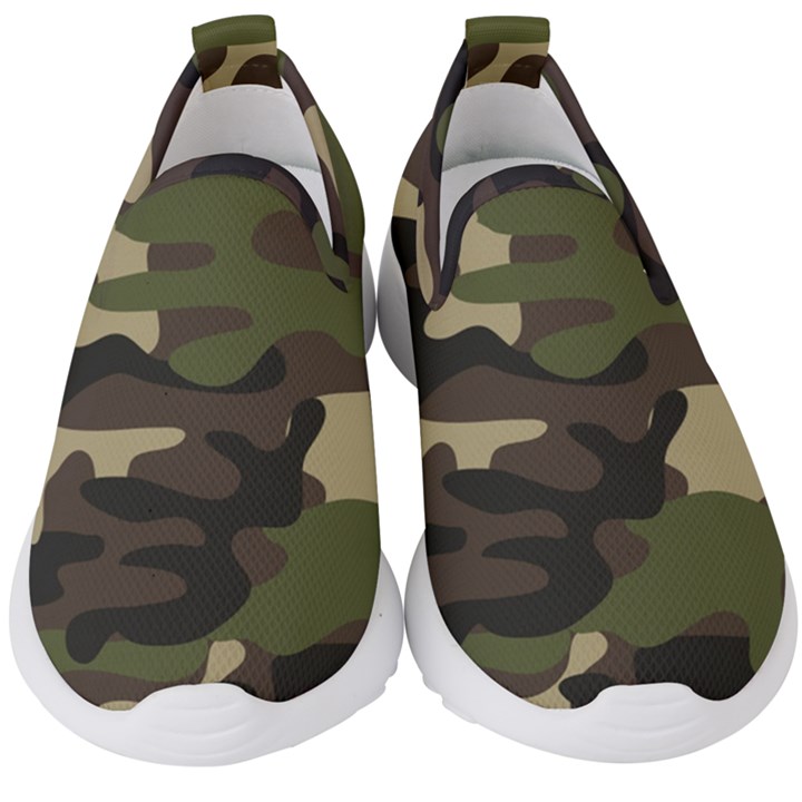 Texture-military-camouflage-repeats-seamless-army-green-hunting Kids  Slip On Sneakers