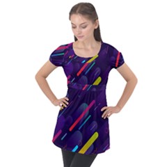 Colorful-abstract-background Puff Sleeve Tunic Top by Salman4z