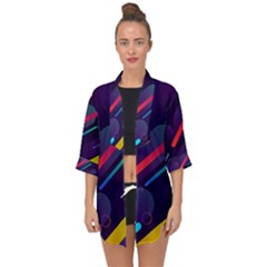 Colorful-abstract-background Open Front Chiffon Kimono by Salman4z