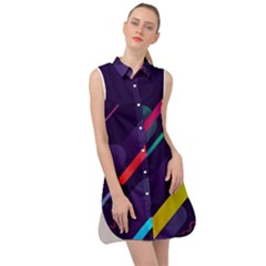 Colorful-abstract-background Sleeveless Shirt Dress by Salman4z