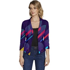 Colorful-abstract-background Women s Casual 3/4 Sleeve Spring Jacket by Salman4z