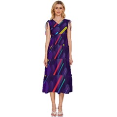 Colorful-abstract-background V-neck Drawstring Shoulder Sleeveless Maxi Dress