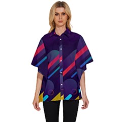 Colorful-abstract-background Women s Batwing Button Up Shirt